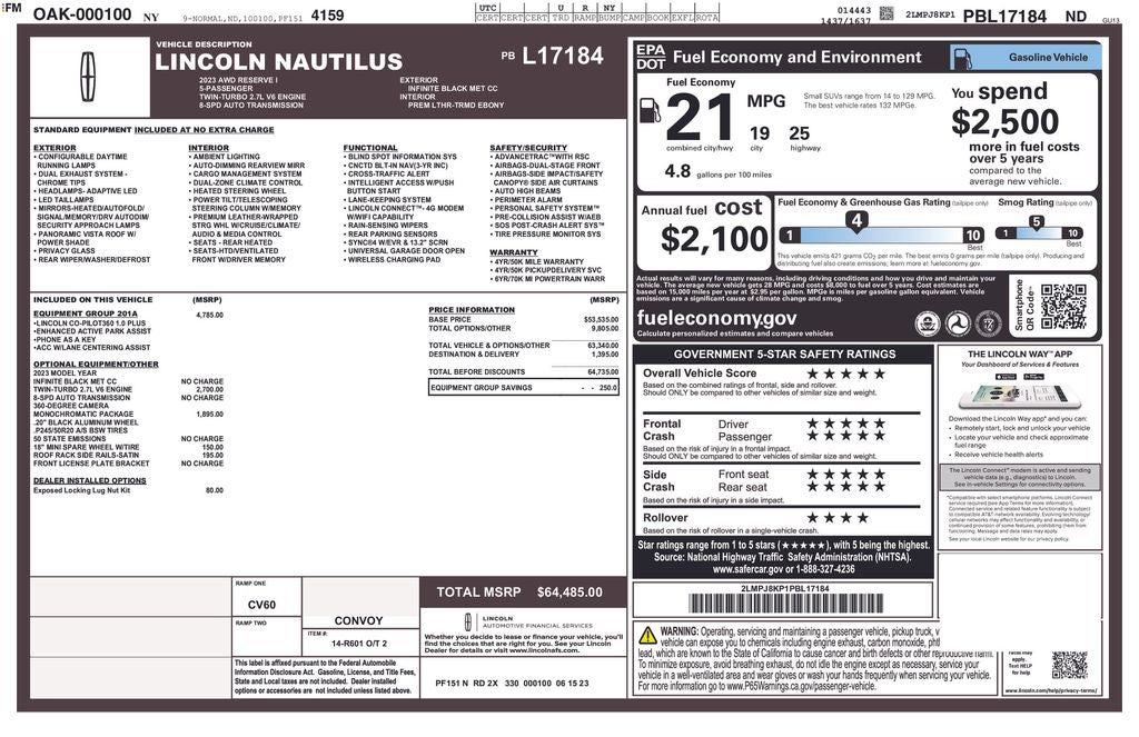 2023 Lincoln Nautilus Reserve