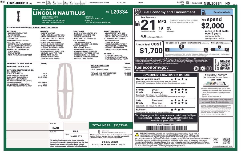 2022 Lincoln Nautilus Reserve