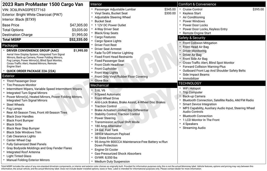 2023 RAM ProMaster 1500 Low Roof