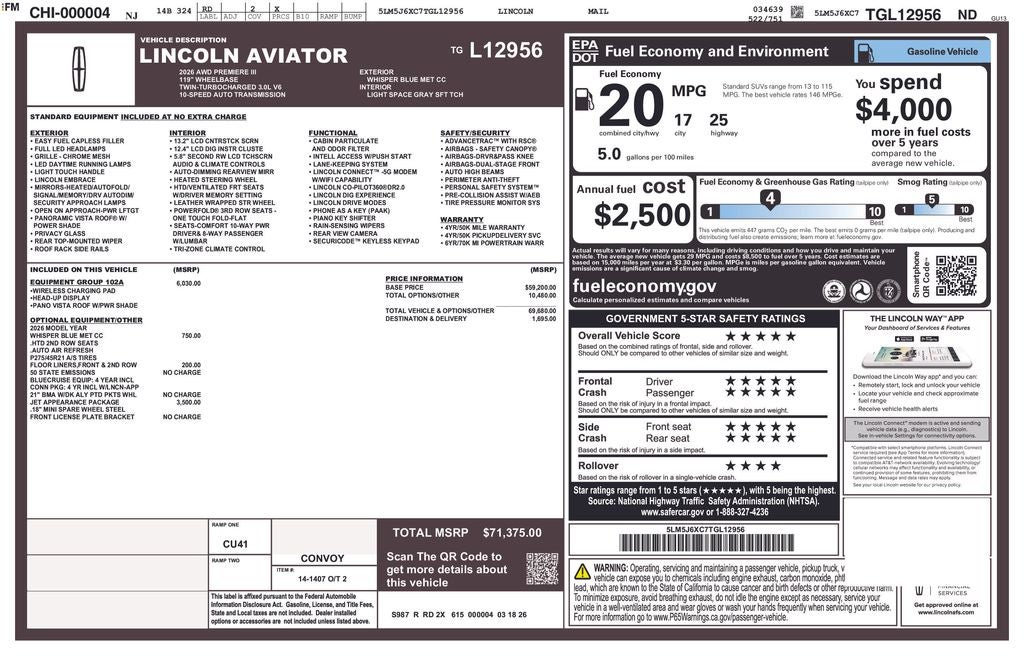 2026 Lincoln Aviator Premiere