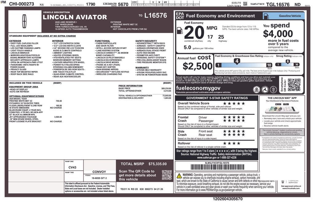 2026 Lincoln Aviator Reserve Premium