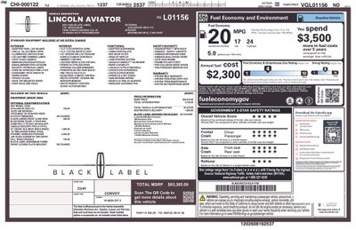2027 Lincoln Aviator 4DR AWD BLK LBL