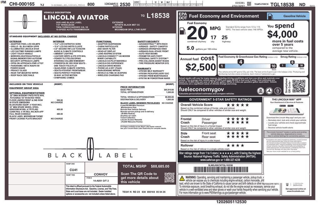 2026 Lincoln Aviator Black Label