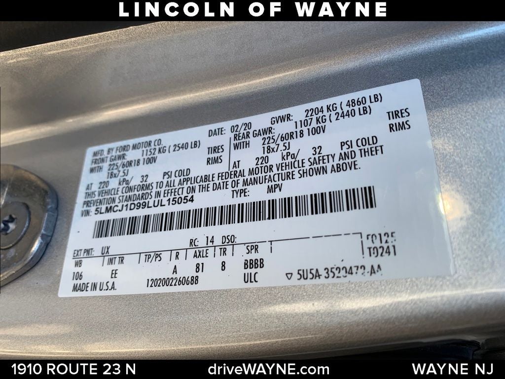 2020 Lincoln Corsair Standard