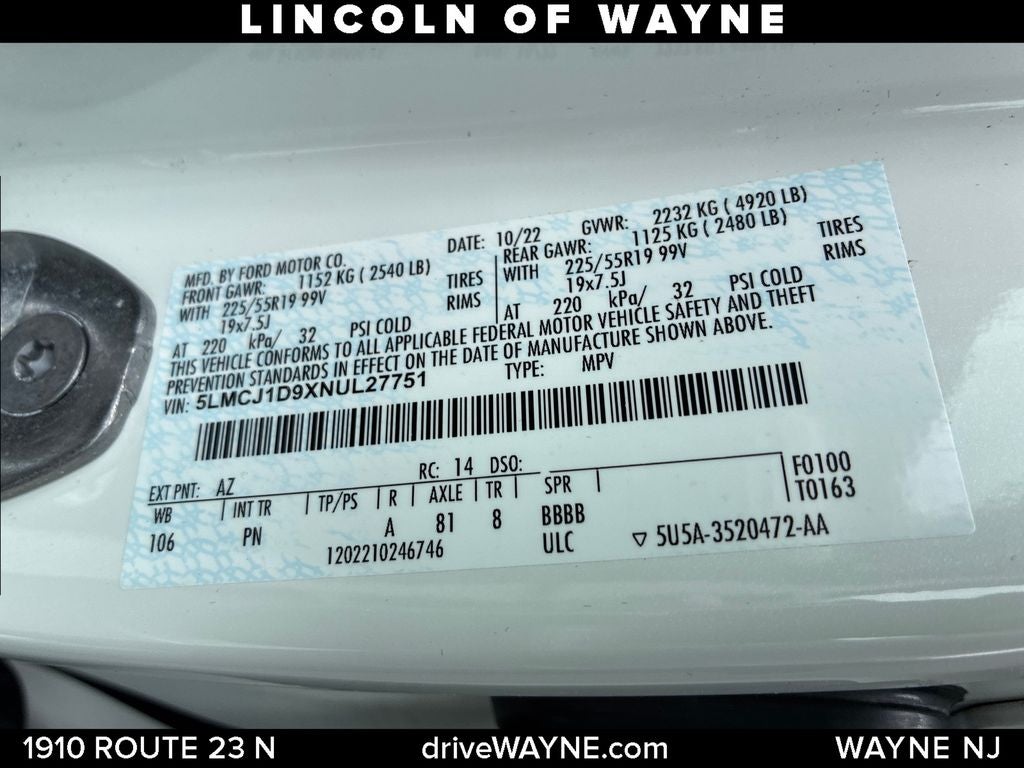 2022 Lincoln Corsair Standard
