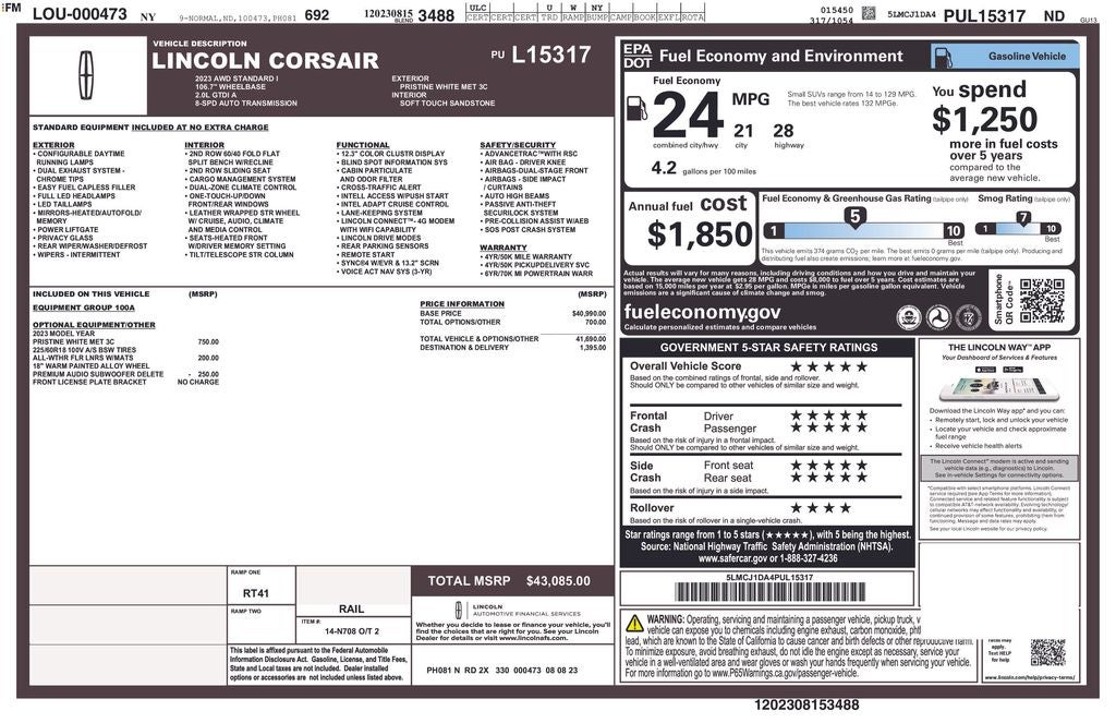 2023 Lincoln Corsair Standard