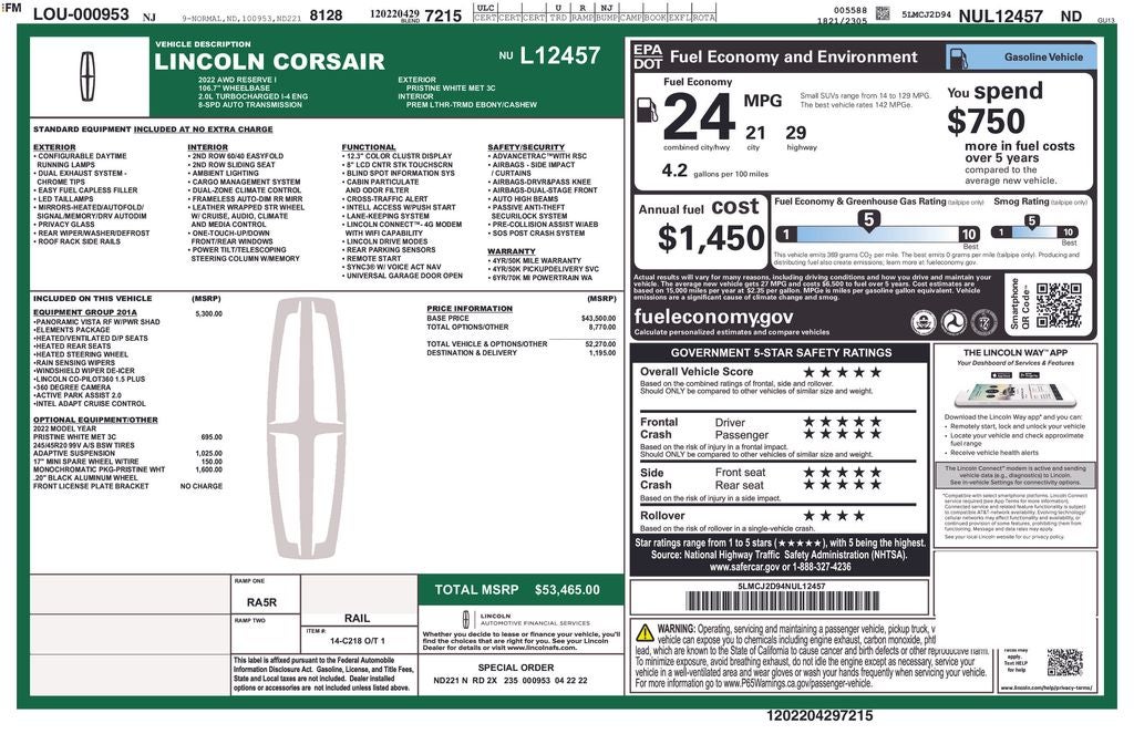 2022 Lincoln Corsair Reserve