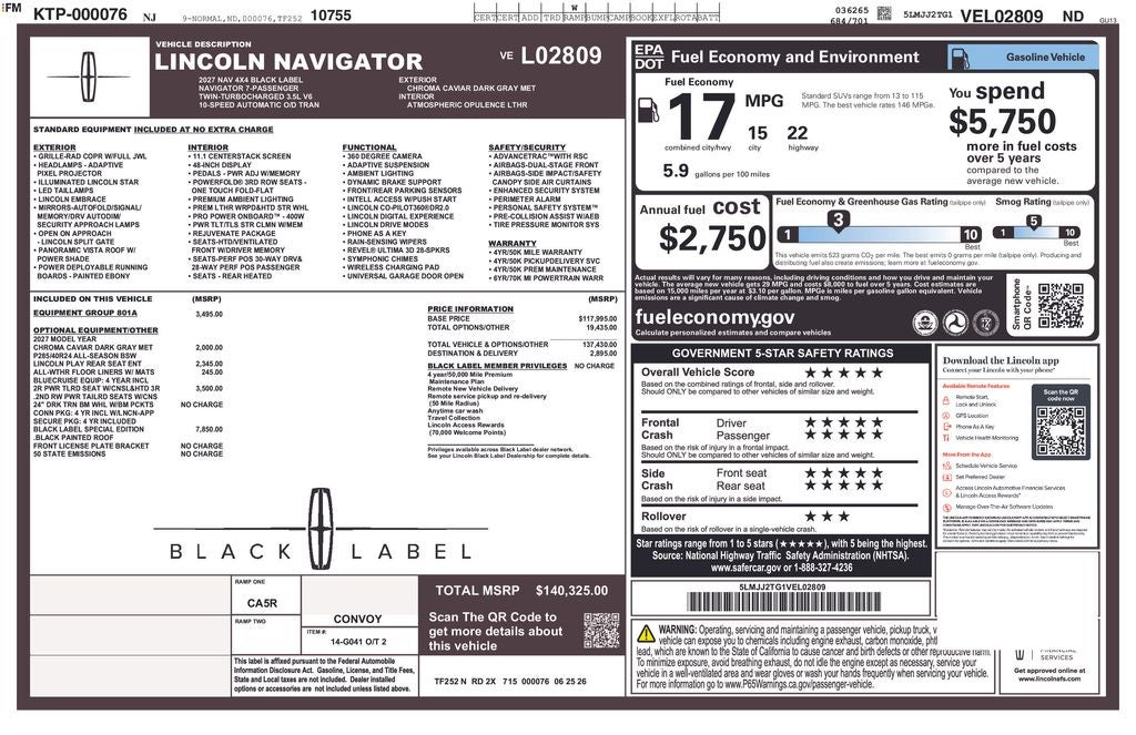 2027 Lincoln Navigator Black Label