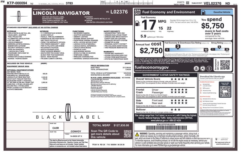 2027 Lincoln Navigator Black Label