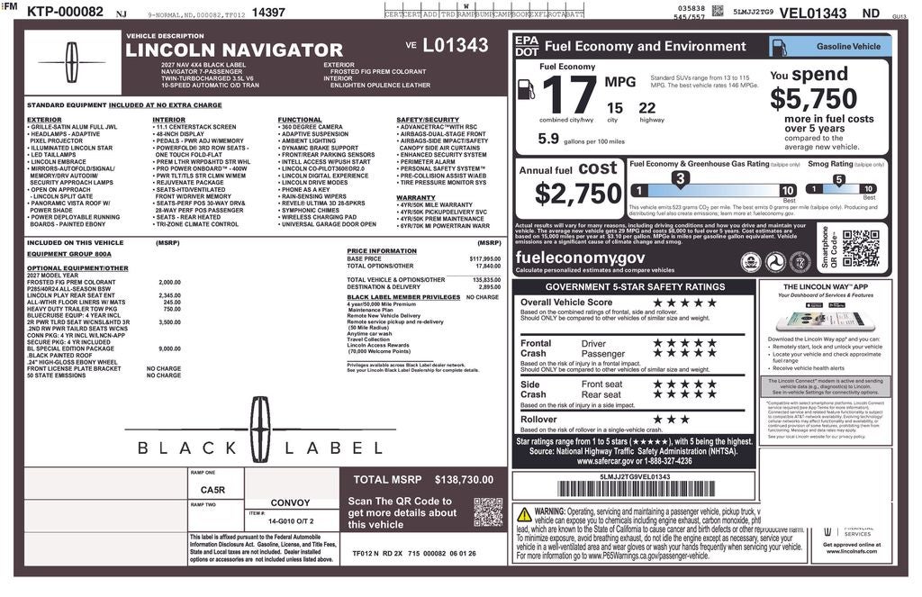 2027 Lincoln Navigator Black Label