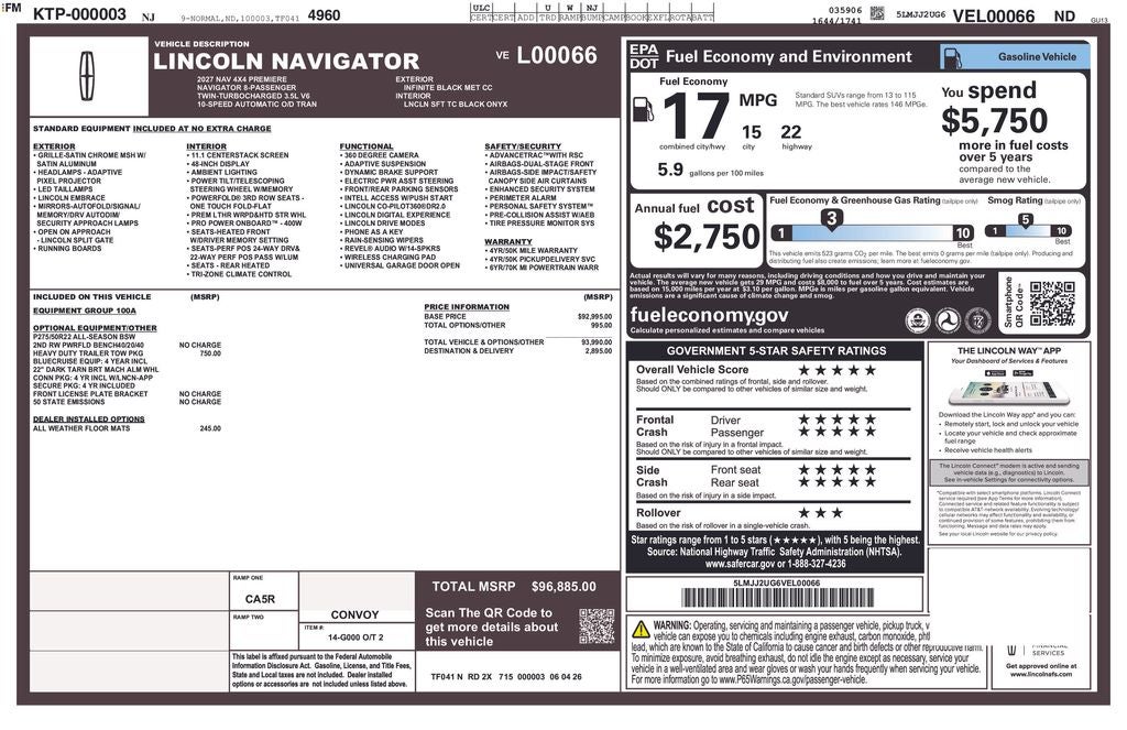 2027 Lincoln Navigator Premiere