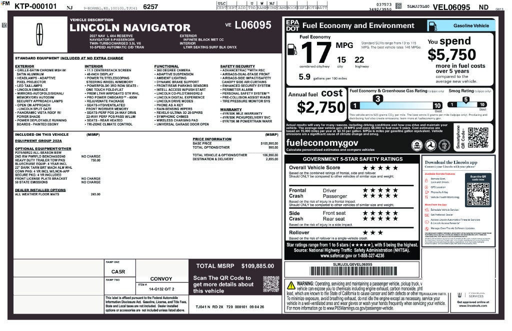 2027 Lincoln Navigator Reserve L