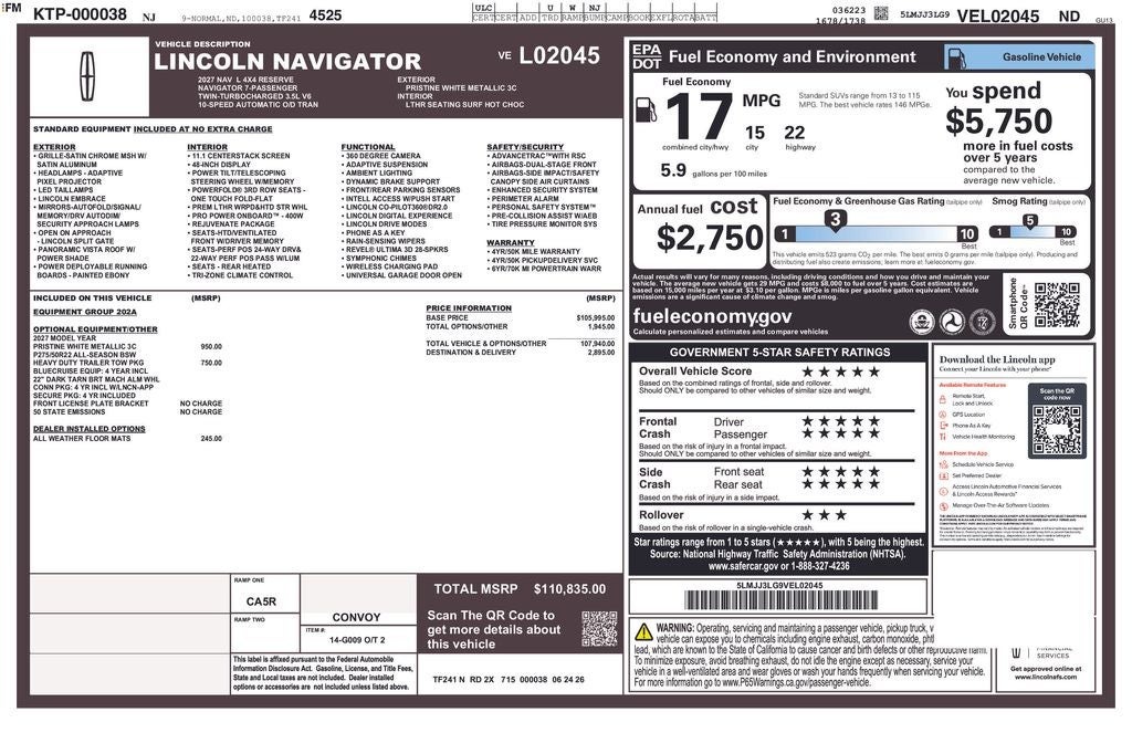 2027 Lincoln Navigator Reserve L