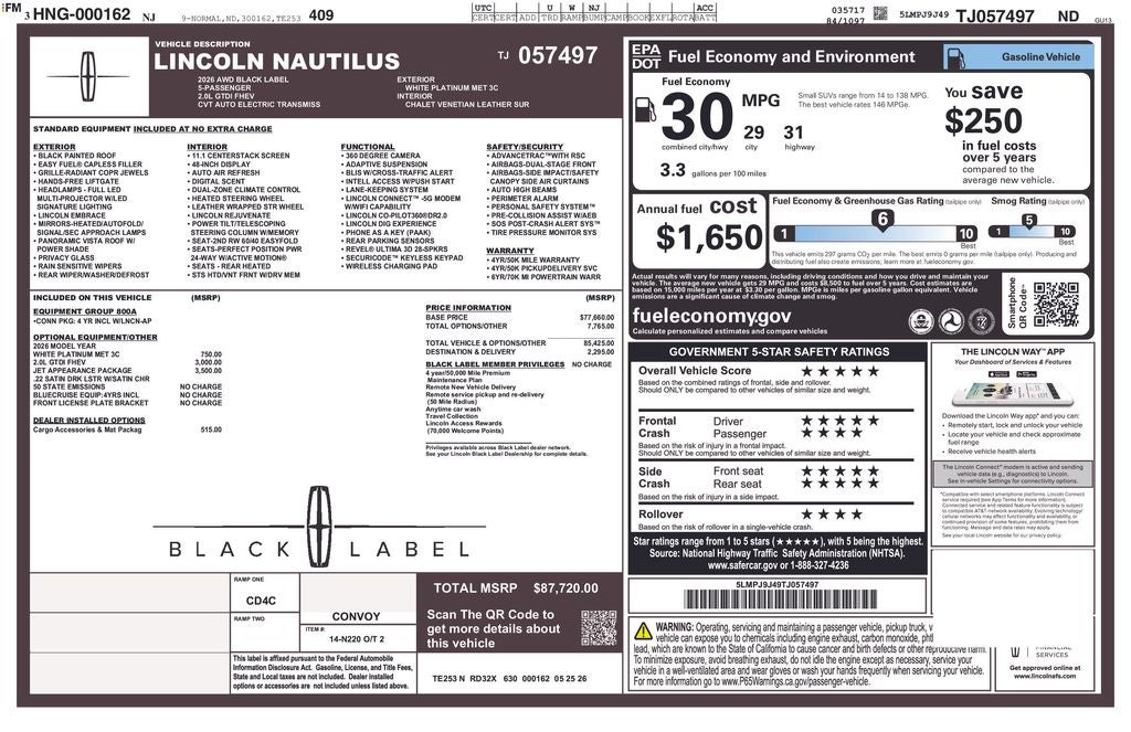 2026 Lincoln Nautilus Black Label