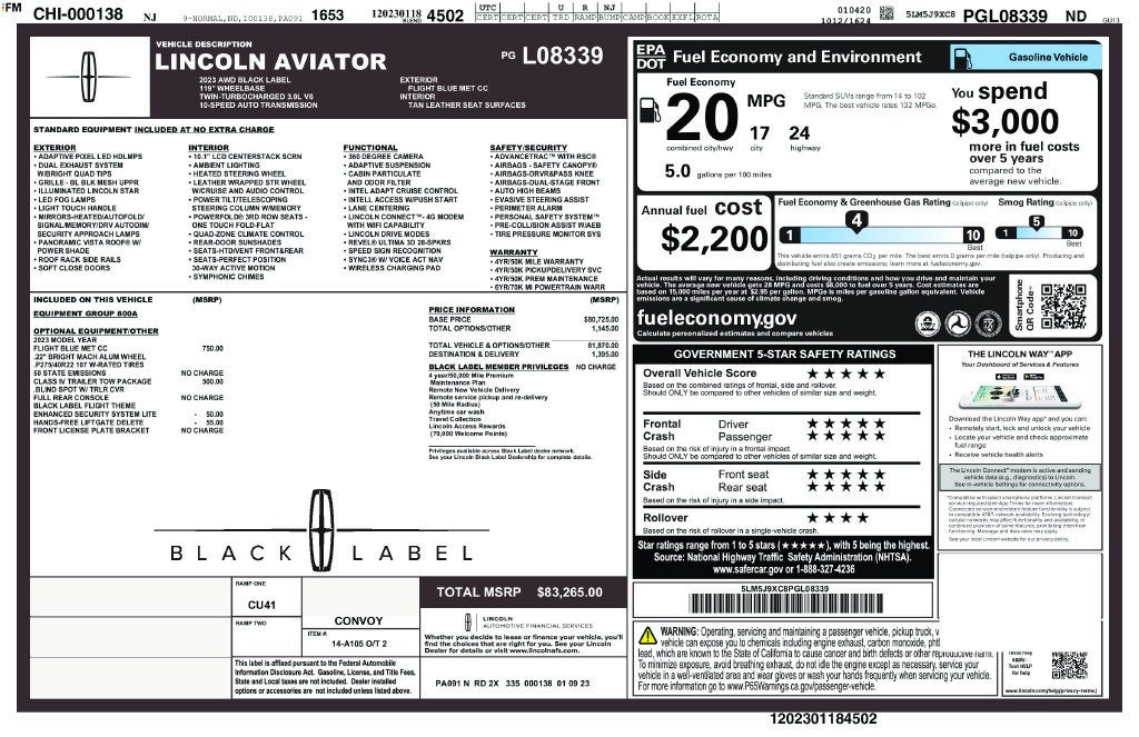 2023 Lincoln Aviator Black Label Premium