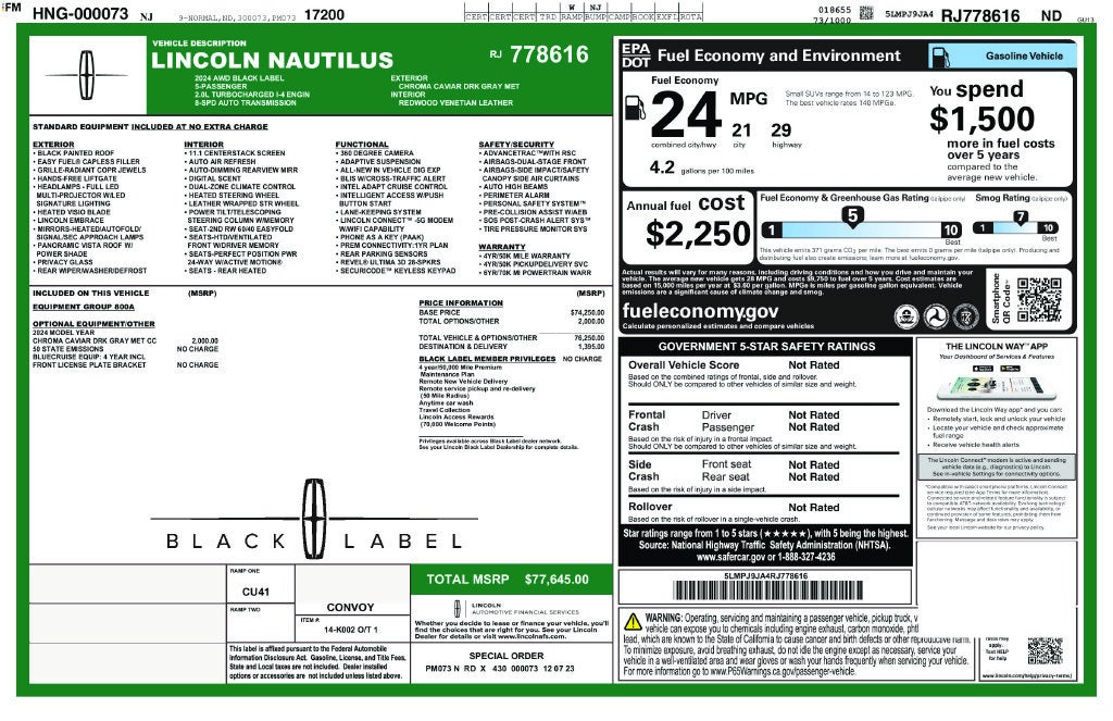 2024 Lincoln Nautilus Black Label