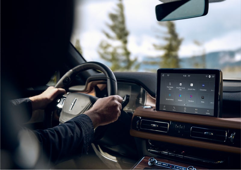The Lincoln+Alexa app screen is displayed in the center screen of a 2023 Lincoln Aviator® Grand Touring SUV | Lincoln of Wayne in Wayne NJ