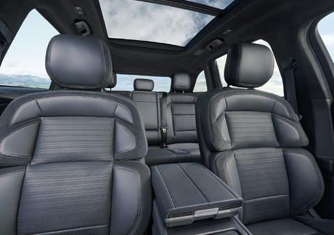 The spacious second row and available panoramic Vista Roof® is shown. | Lincoln of Wayne in Wayne NJ