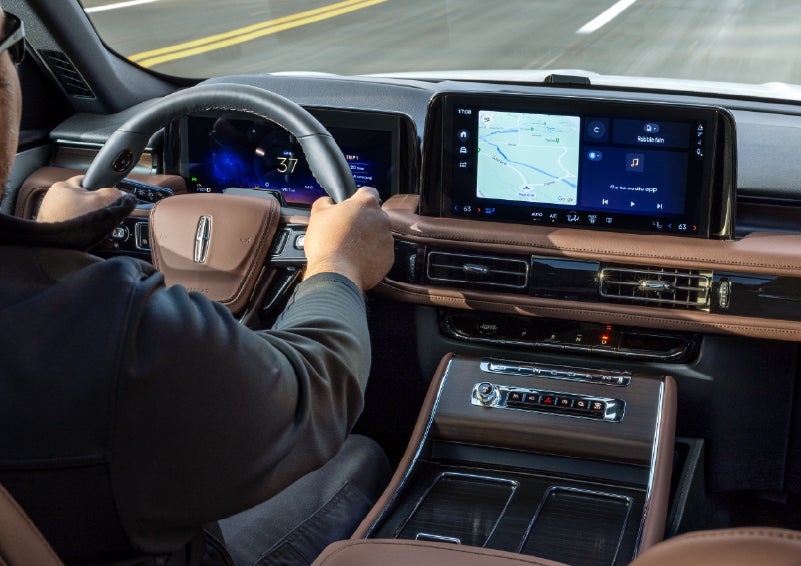 A person is driving a 2026 Lincoln Aviator® SUV as seen from inside the cabin. | Lincoln of Wayne in Wayne NJ