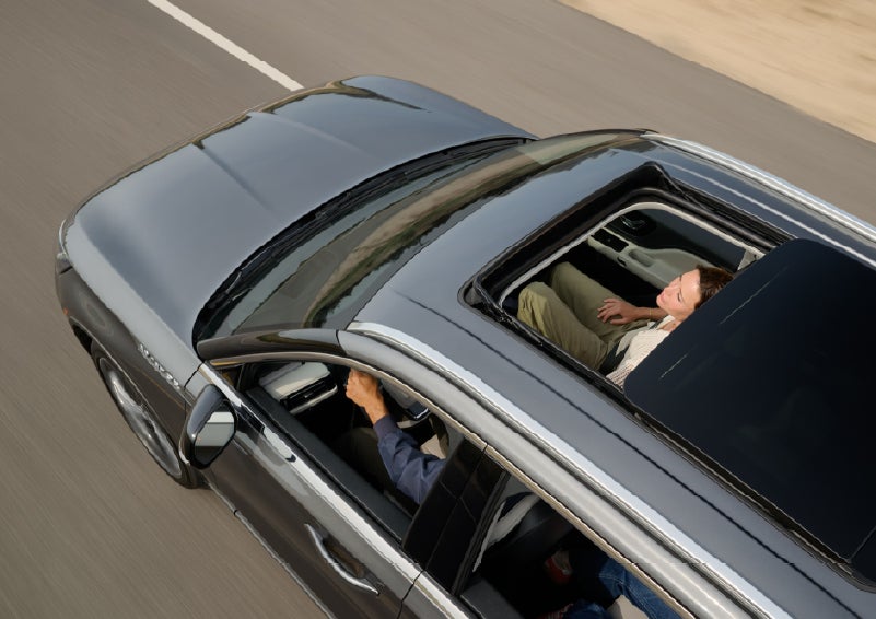 The available panoramic Vista Roof® of a 2027 Lincoln Aviator® SUV is open. | Lincoln of Wayne in Wayne NJ