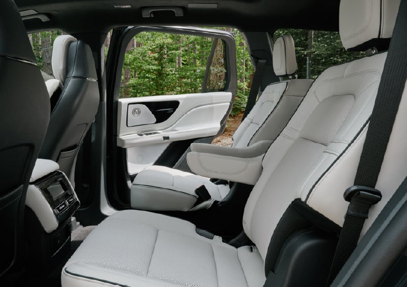A side view of the second row with captain’s chairs in a 2027 Lincoln Aviator® Black Label™ SUV. | Lincoln of Wayne in Wayne NJ